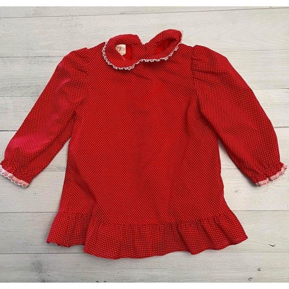vintage evy of california red polka dot shirt 24 months